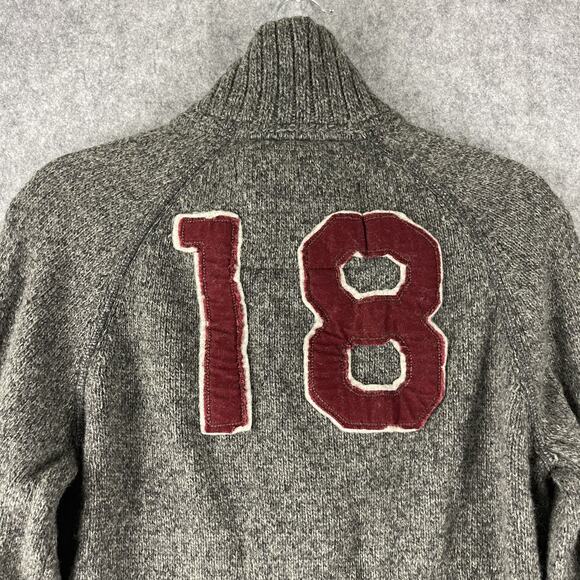 VTG Y2K Abercrombie Fitch Wool Cardigan Sweater Womens Medium Full Zip Varsity - Picture 9 of 13